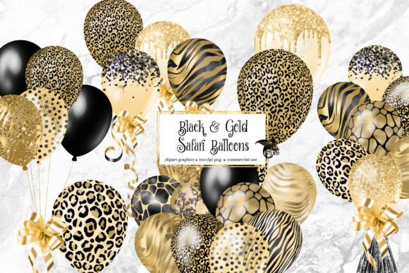 Black and Gold Safari Balloons Clipart: A Versatile Asset for Creative Projects