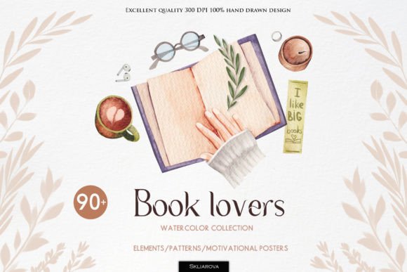 Book Lovers. Watercolor Collection: A Versatile Resource for Creators and Designers