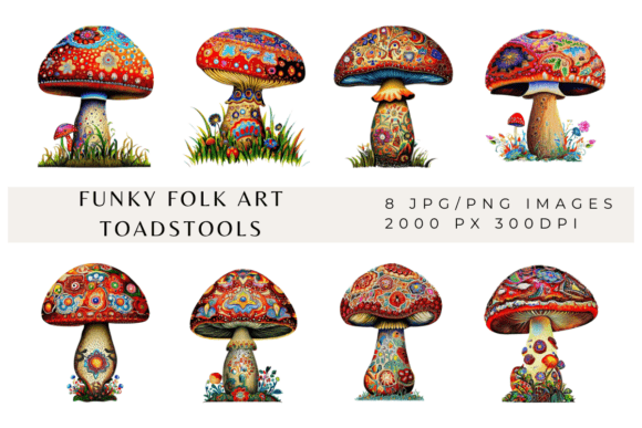 Funky Folk Art Toadstools