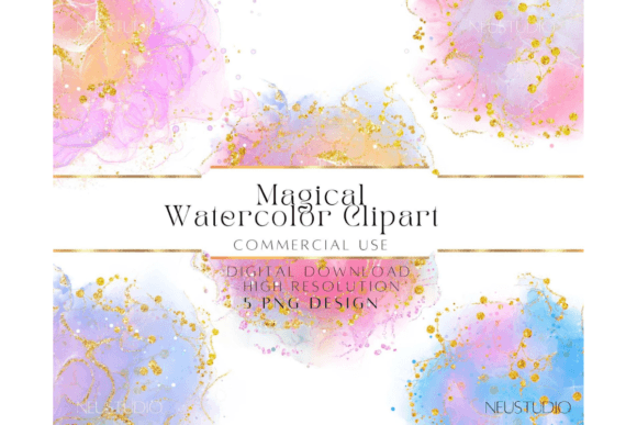Magical Glitter Watercolor Splashes: Enhancing Design with Artistic Versatility