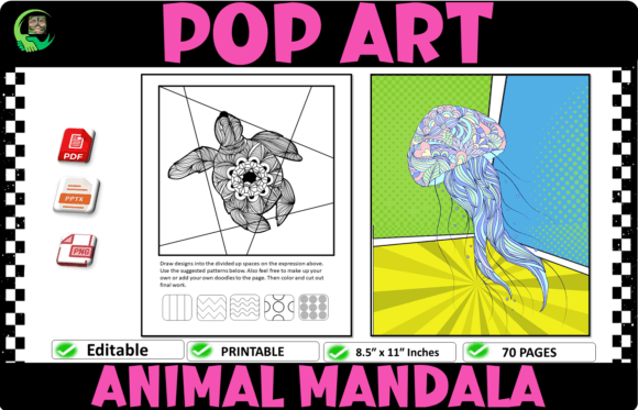 Pop Art Animal Mandala Coloring Pages