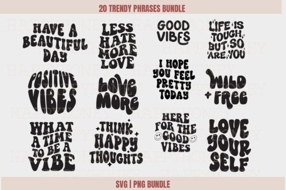 Positive Vibes SVG Bundle Trendy Phrase: A Creative Resource for DIY Enthusiasts and Designers