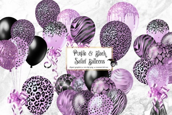 Purple and Black Safari Balloons: A Versatile Design Element for Creative Projects