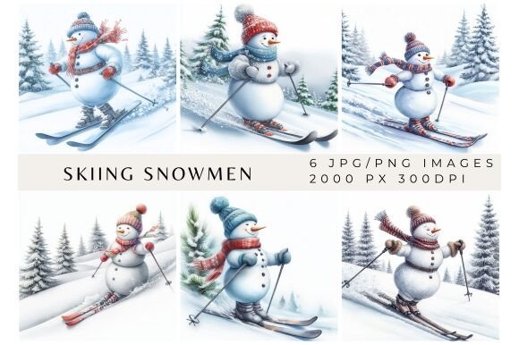 Skiing Snowmen Background Graphics: A Playful Addition to Your Creative Projects