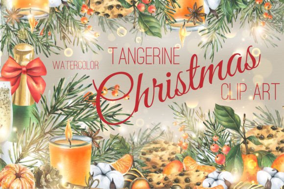 Tangerine Christmas Watercolor Clip Art: A Vibrant Addition to Festive Design Projects