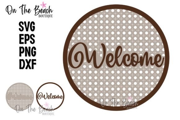 Welcome Rattan Pattern Round Sign SVG